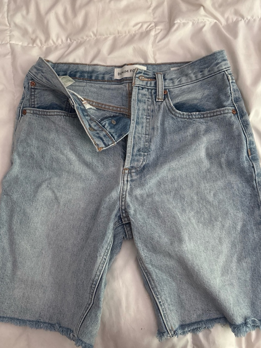Denim Forum Light Blue Relaxed Cutoff Jeans